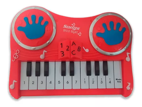 Teclado Piano Infantil Som Animais Da Fazenda Brinquedo vermelho