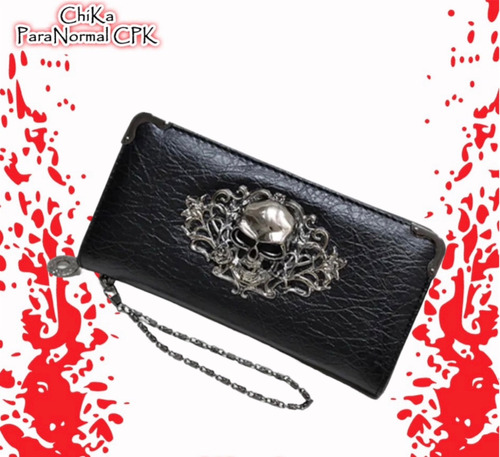 Cartera Negra De Calavera Craneo Estilo Gotico Dark Punk