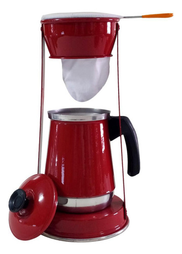 Suporte De Coador De Café Bule Vermelho Retro Em Alumínio