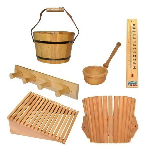 Kit Completo Sauna Seca Balde, Encosto, Cabide, Lumin, Term