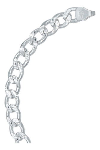 Esclava Pulsera Hombre Cubana Diamantada Plata Italy 925 6mm Color Plateado Diámetro 6 Cm Largo 21 Cm