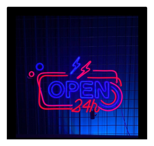 Letrero Led Neon Abierto 24 Horas Open Energy Ancho 91cm