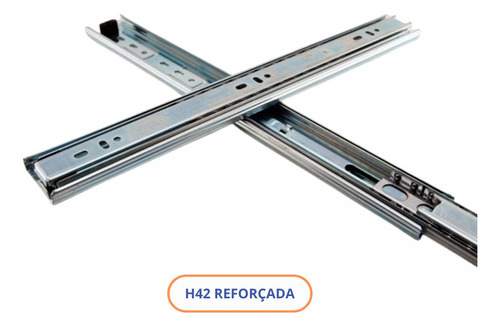Caixa 15 Trilhos Corrediças 45cm H42 Aço Escovado