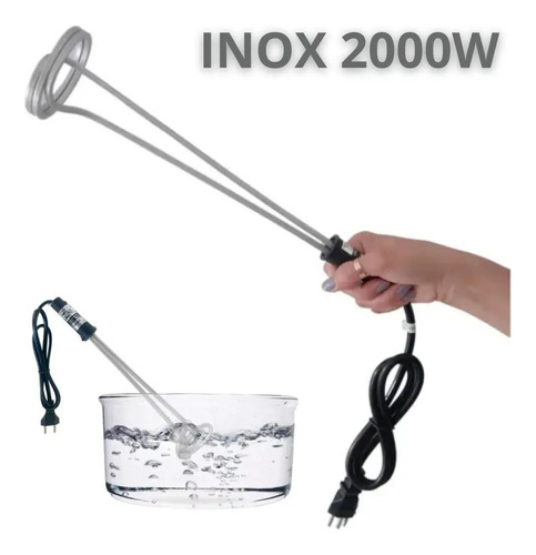 Ebulidor Inox Grande Aquecedor De Água Mergulhão 2000w/220v