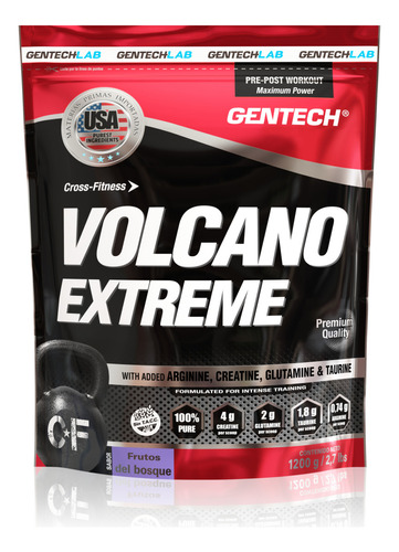 Suplemento En Polvo Gentech Volcano Extreme Proteínas Sabor Frutos Del Bosque x1200 grs.