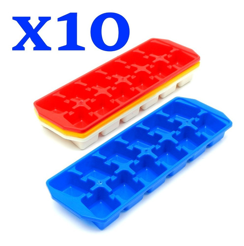 Cubetera Plástica De 12 Cubitos Pack X10 Flexible Y Apilable