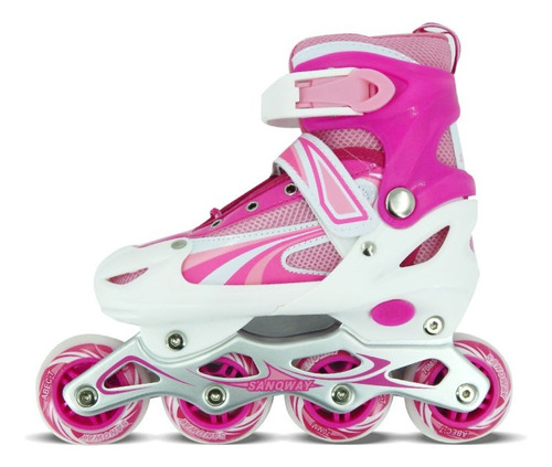 Roller Patin Infantil Mor Extensible Rosado Talle P 31 A 34