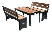Comprar Juego Jardin Marek  Mesa Ratona Y  Sillones Hierro Y Madera