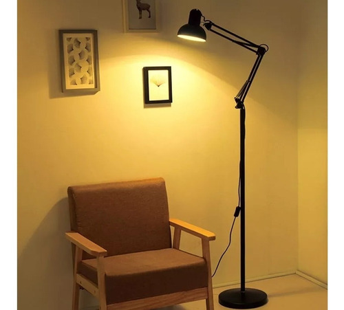 Luminária Chão Articulada Metal Lustre Coluna Abajur 1,90m
