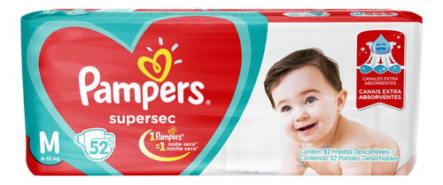 Fraldas Descartáveis Supersec Com 52 Unidades Tamanho M Pampers