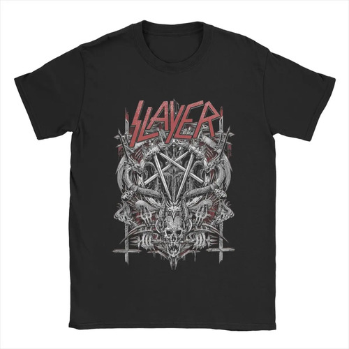 Camiseta De Manga Corta Estampada De La Banda Metal Slayer