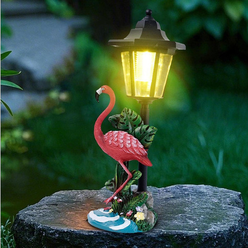 Figura De Flamenco De Patio, Luz Solar Con Energía,