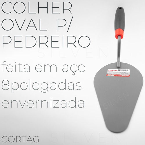 Colher De Pedreiro Oval Aço Envernizado 8'' Polegadas Cortag