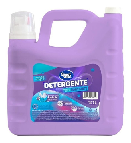 Detergente Líquido Great Value 7l Rocío Primavera 93 Cargas