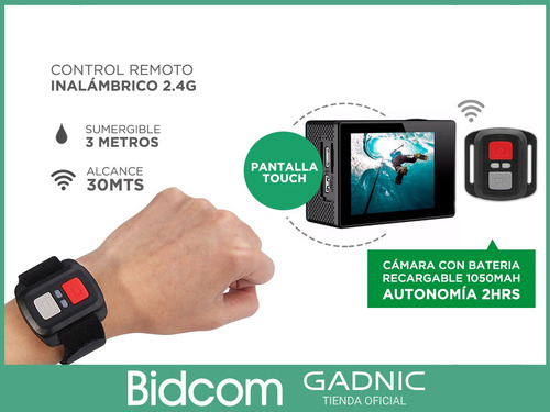 Camara Deportes Gadnic Go 4k Pro Wifi Pantalla Touch Accesor