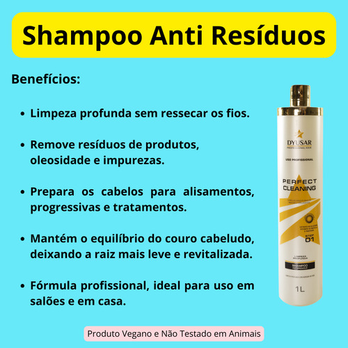 Kit Shampoo Anti Resíduo 1l Queratina Cistina Liquida 500ml
