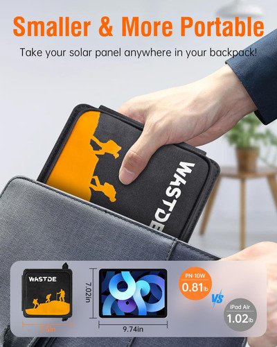 Cargador Solar Portátil Plegable 10w 5v Usb-a Ip67 Impermeab
