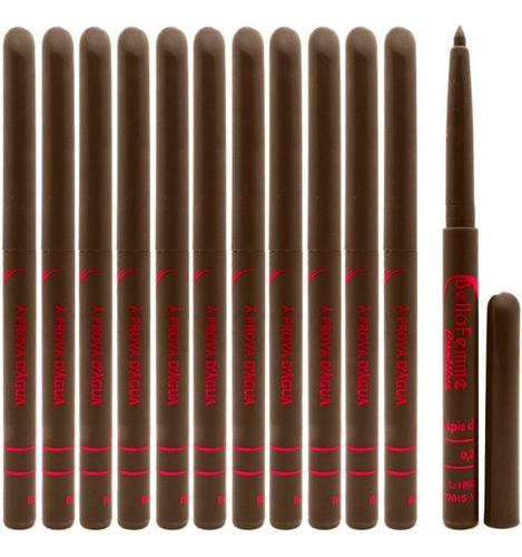 12 Lápis Delineador Sobrancelhas Marrom Retrátil Light Grey