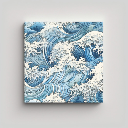 40x40cm Cuadro Pinturas Decorativas De Ondas Japonesas En Ac