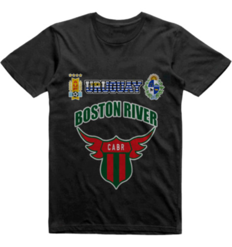 Remera Algodon Negra Uruguay Boston River