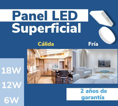 Lámpara Panel Led Superficial 6w 12w 18w 24w Somos Tienda 