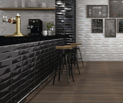 Imagen 2 de 5 de Ceramica 30x60 Realonda Boston Negro Brillant Subway Cuotas
