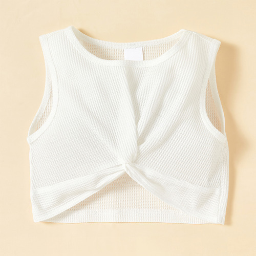 Conjunto Respirable D Pantalones Cortos Y Top Liso Para Niña Naranja Claro 4-5 Años