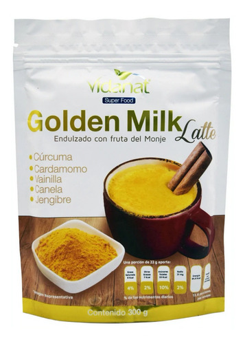 Golden Milk Latte 300 G Vidanat Sabor Vainilla