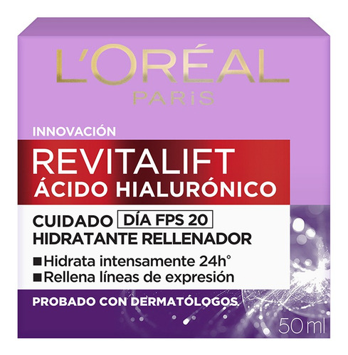 Crema Loreal Revitalift Ácido Hialurónico Día Fps 20 50ml Tipo de piel Todo tipo de piel