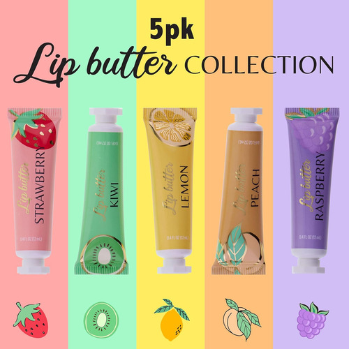 Colección 5 Piezas Manteca De Labios Sabor Fruta