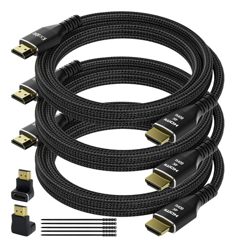 Cable Hdmi 4k De 8 Pies (paquete De 3), Cable Hdmi 2.0 Ultra