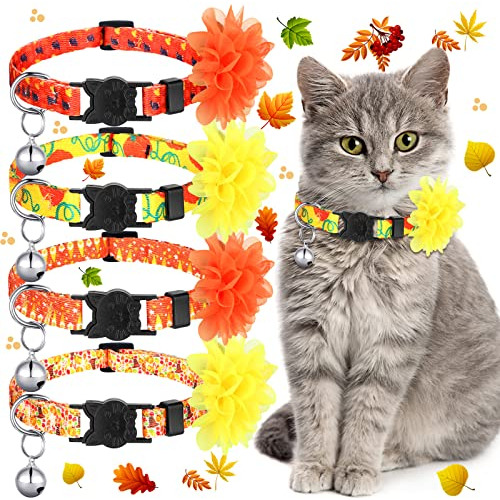 4 Piezas Collar De Gato Desmontable Otoño Collares De ...