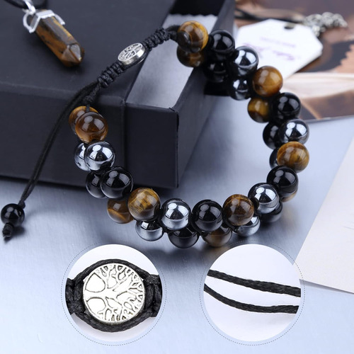 Pulsera De Triple Protección Hecha Mano De 10 Mm De He...