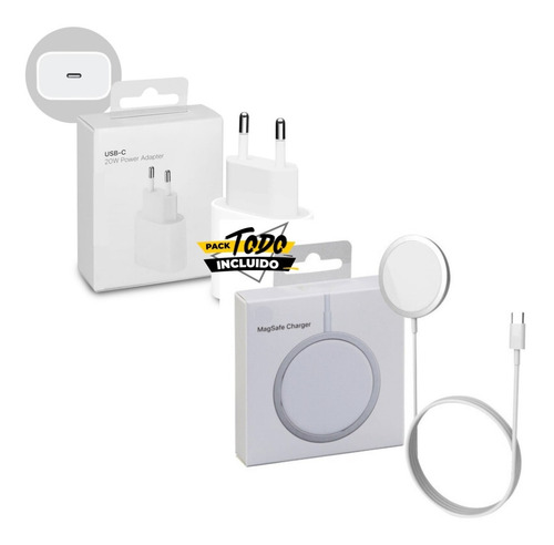 Imagen 1 de 6 de Cargador Inalámbrico iPhone 14 13 12 + Cargador Usb C Pd