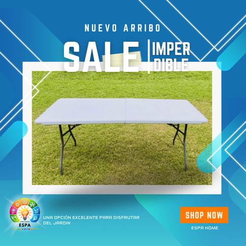 Mesa Para Jardin Plegable Camping 180*72*4cm Grosor Unica Blanco