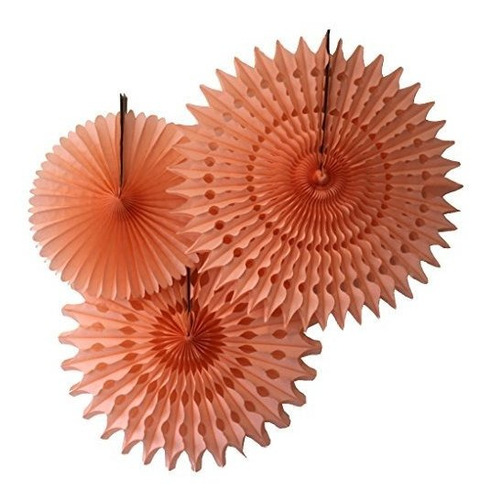 Serpentinas - Set Of 3 Honeycomb Tissue Fans, Peach (13-21 I