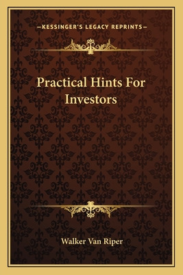 Libro Practical Hints For Investors - Van Riper, Walker