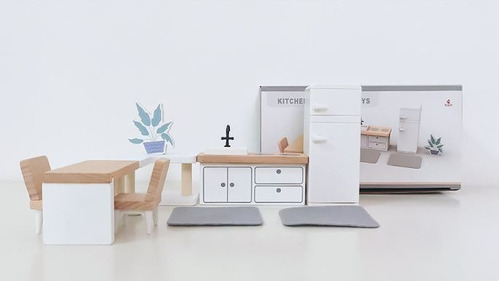 Muebles En Miniatura Para Casa De Muñecas Cocina 9 Unidades