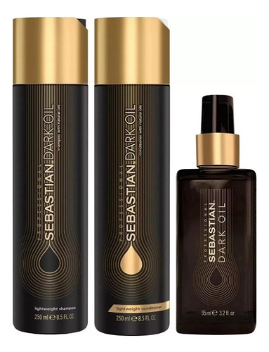 Shampoo 250ml + Acondicionador+ Serum Sebastian Dark Oil