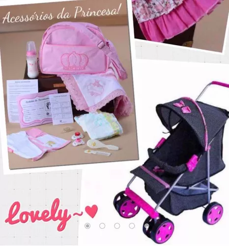 Conjunto P Bebê Reborn Roupa Fralda E Bolsa Maternidade Rosa