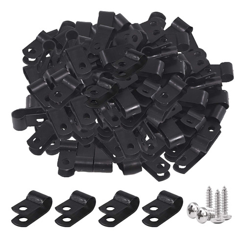 Glarks 60 Pieza 1 4  Nylon Negro Tornillo Montaje Tipo R Kit