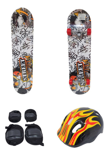 Set Mega Skate Casco Rodilleras Coderas En Bolso Jeg 10104