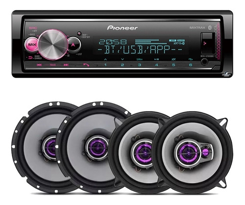 Kit Som Pioneer Mvh-x7000br Bluetooth + Falantes 5 E 6 Pol