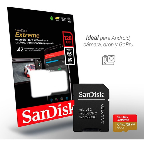 Tarjeta de memoria SanDisk SDSQXA2-064G-GN6MA Extreme con adaptador SD 64GB