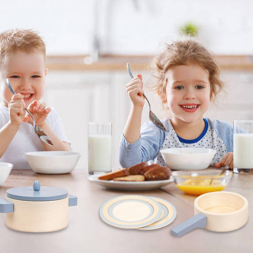 Brinquedos De Madeira Jogam Acessórios De Cozinha, 10 Peças