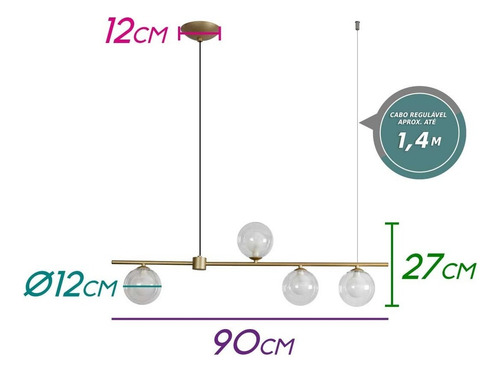 Pendente Orbit 4 Esferas Globo + 4xg9 Pdh1539 Quality St2395