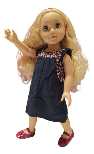 Imagen 2 de 5 de Vestido Muñeca No Te Rindas Flores Bordado 45cm Americ Witty