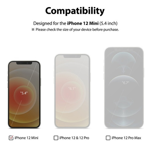Imagen 4 de 9 de Vidrio Templado iPhone 12 Mini 5.4 Full Cover Ringke