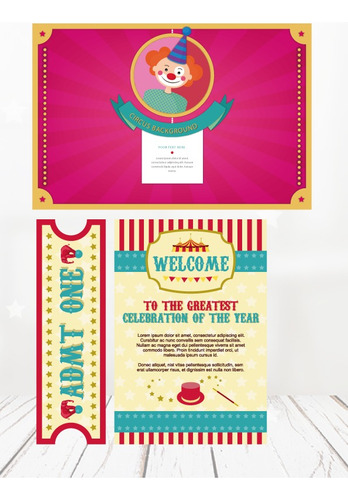 Kit Imágenes Vectorizadas Circo Payasos Ticket Clown
