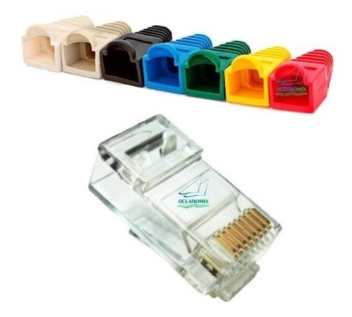 Kit 100 Capas Rj45 E 100 Rj45 Macho Cat5e  Cabo Rede